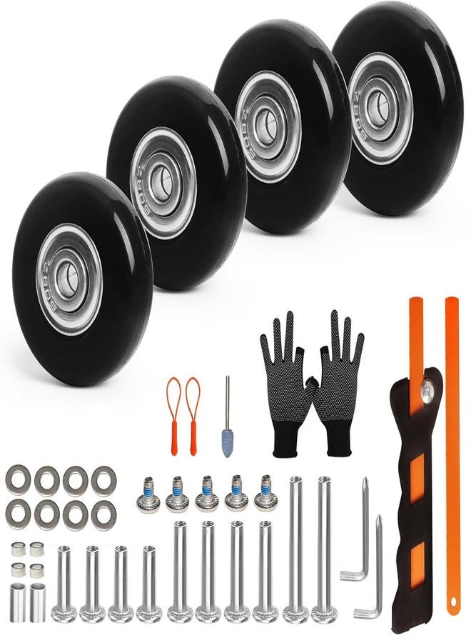 ASUNTOM Luggage Wheels Replacement Kit 4PC Diameter 1.6in/40mm Thick 0.7in/17mm PU Wheels with Ball Bearing 3 Size Axles Full Set Repair Tool for Suitcase Trolley Bag Draw-bar Travel Box - Image 1
